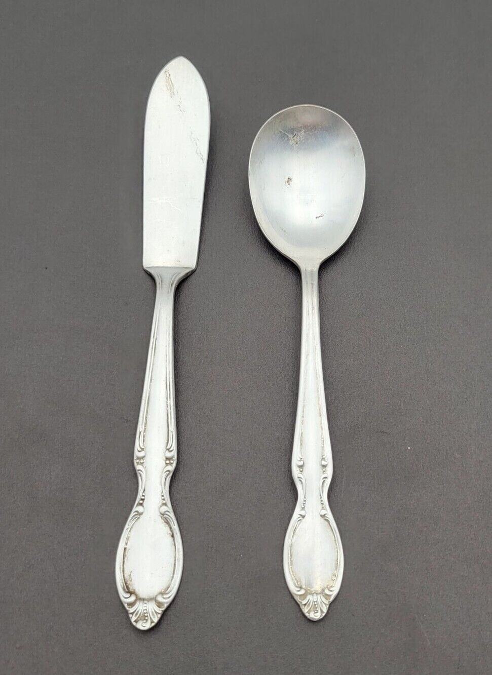Rogers International Silverplate Set Butter Knife & Sugar Spoon REFLECTION 1847